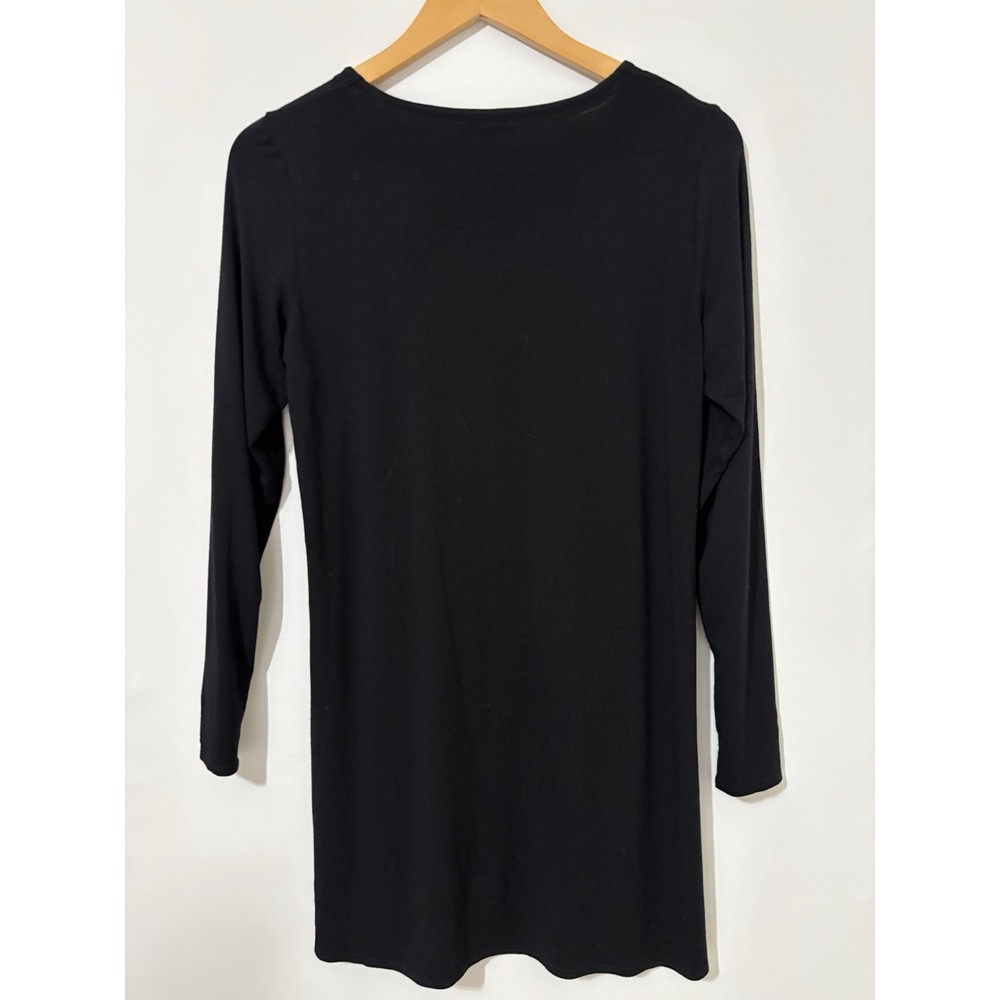 Eileen Fisher‎ Petite Black Long Sleeve Tunic Top Dress PM Classic Minimalist - Picture 4 of 9